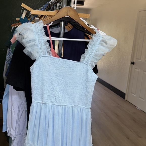 PRETTYGARDEN Summer Casual Sleeveless Smocked Ruffle Tulle Flowy Beach Sundress - Picture 7 of 9